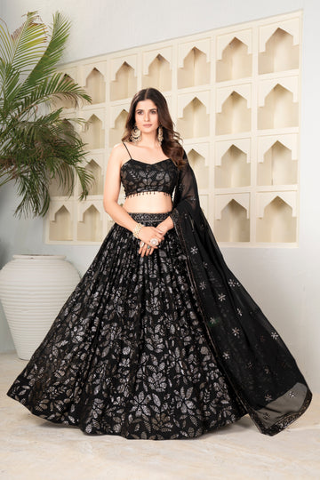 Black Sequin Embroidered Lehenga Choli Set