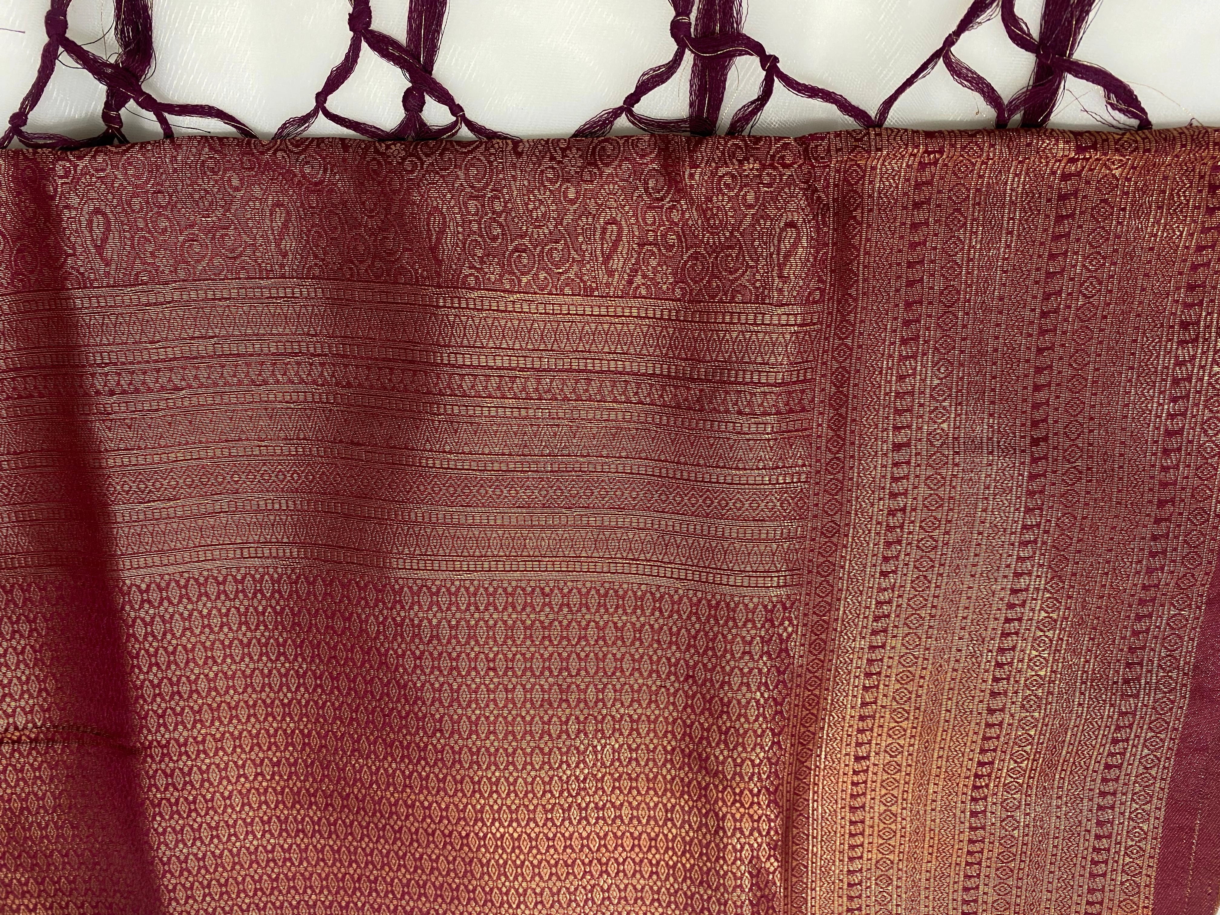 Red Banarasi Style Soft Silk Saree with Antique Gold Zari
