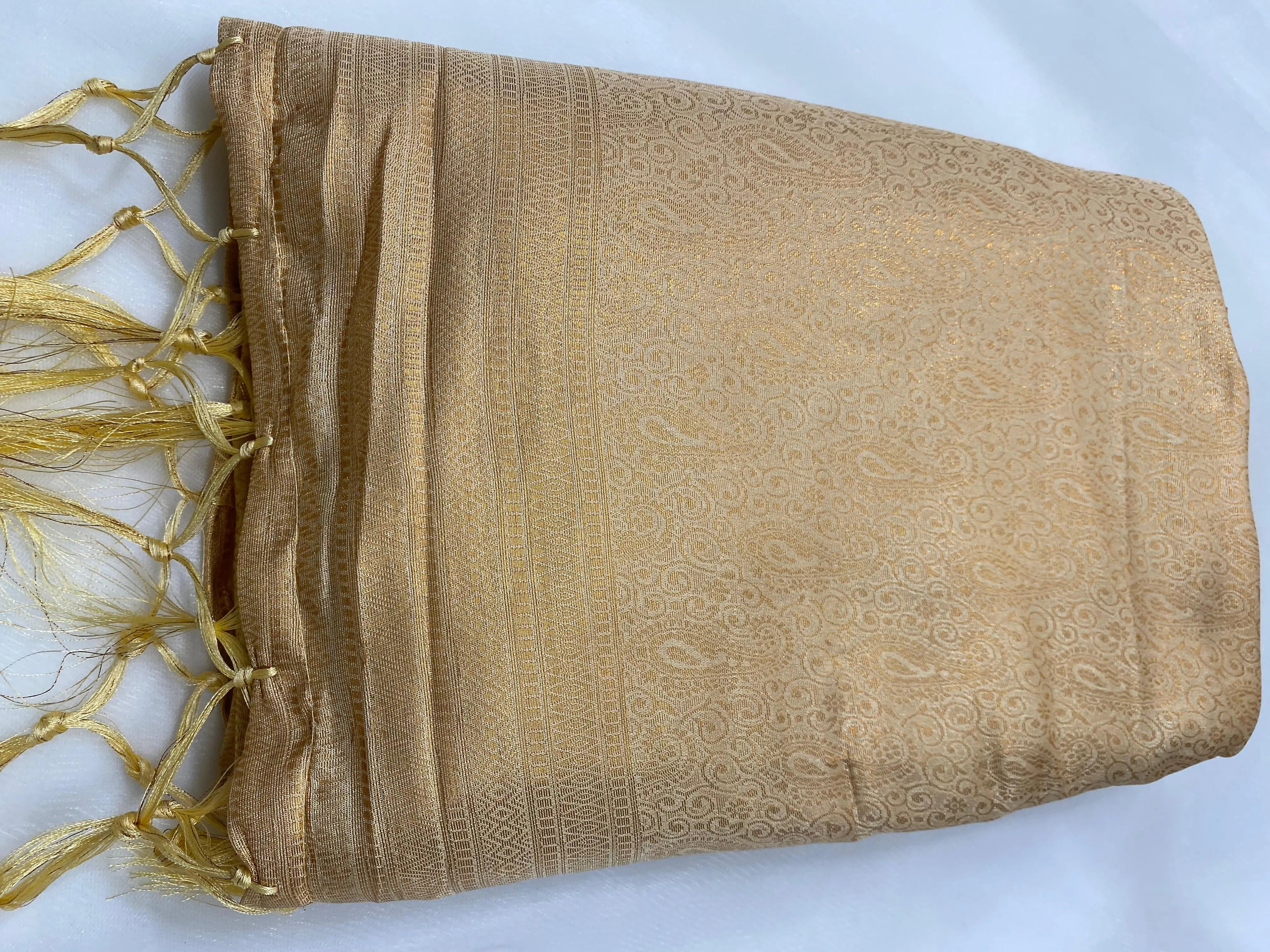 Champagne Beige Banarasi Soft Silk Saree with Zari Weave