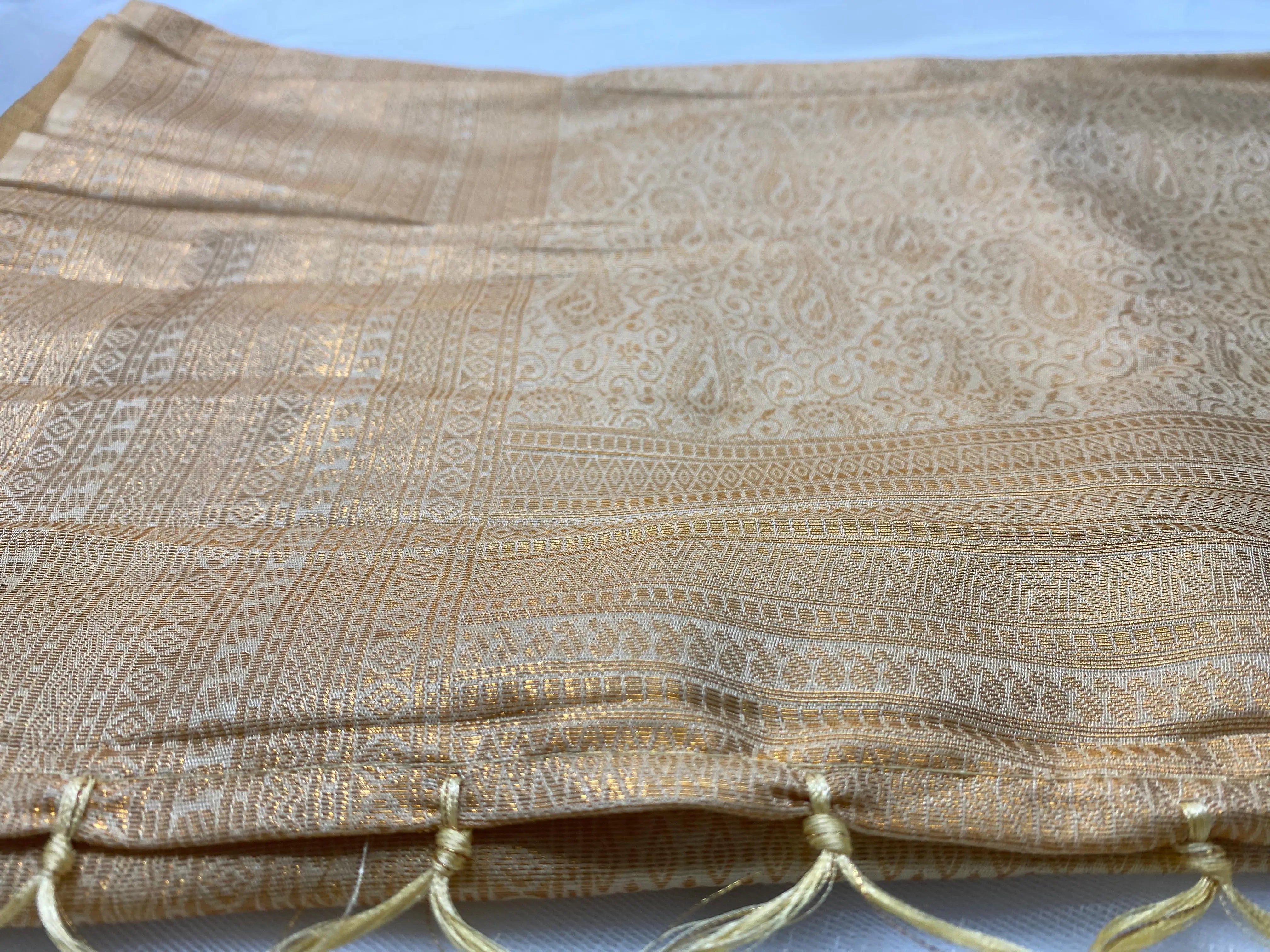 Champagne Beige Banarasi Soft Silk Saree with Zari Weave