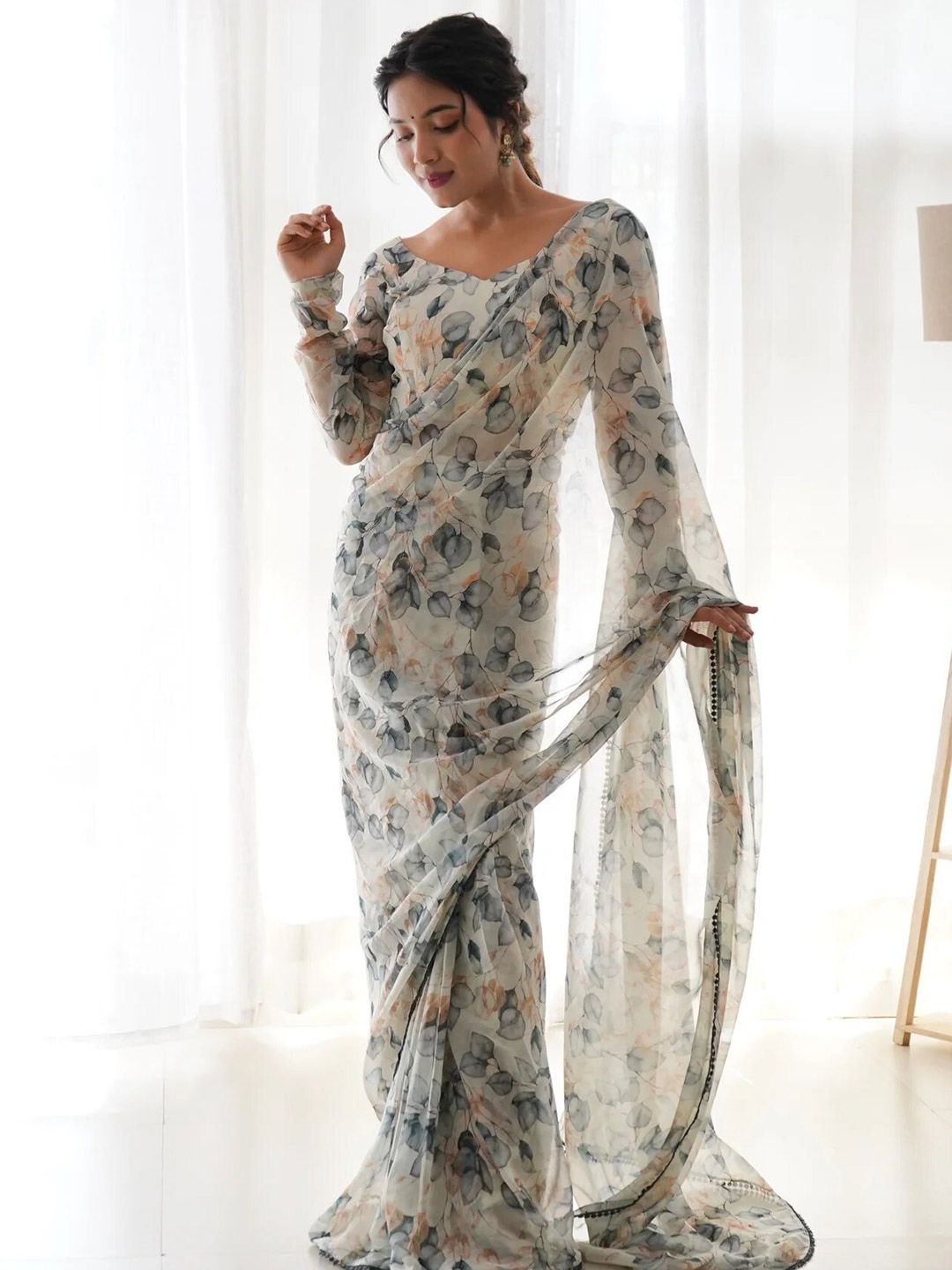 Floral Pure Georgette Ready to Wear Saree