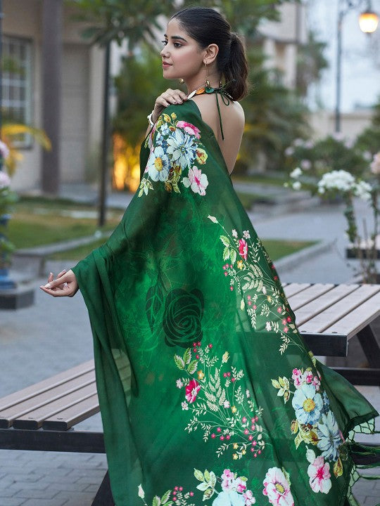 Floral Satin Saree