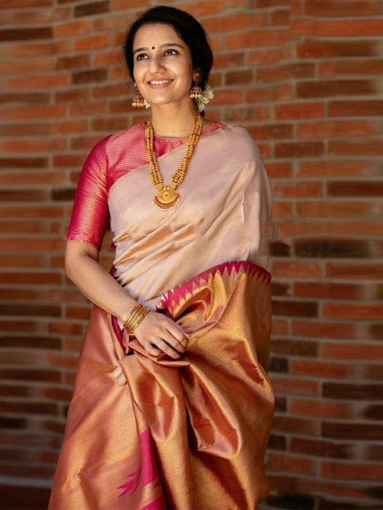 Ethnic Motif Woven Design Zari Banarasi Saree