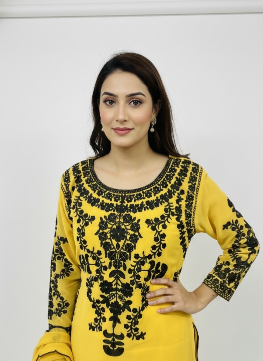 💛 Yellow & Black Elegant Embroidery Set