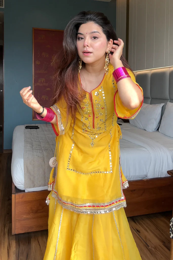 Naumya Neon Yellow Sharara Suit Set