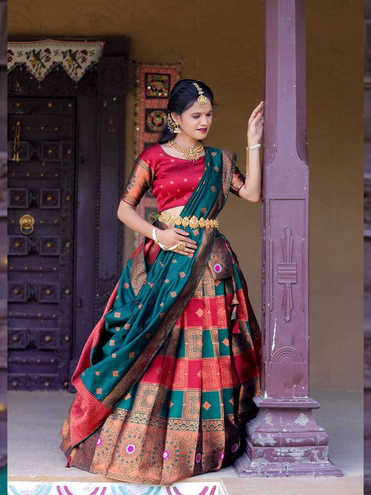 Woven Design Semi-Stitched Lehenga Choli With Dupatta