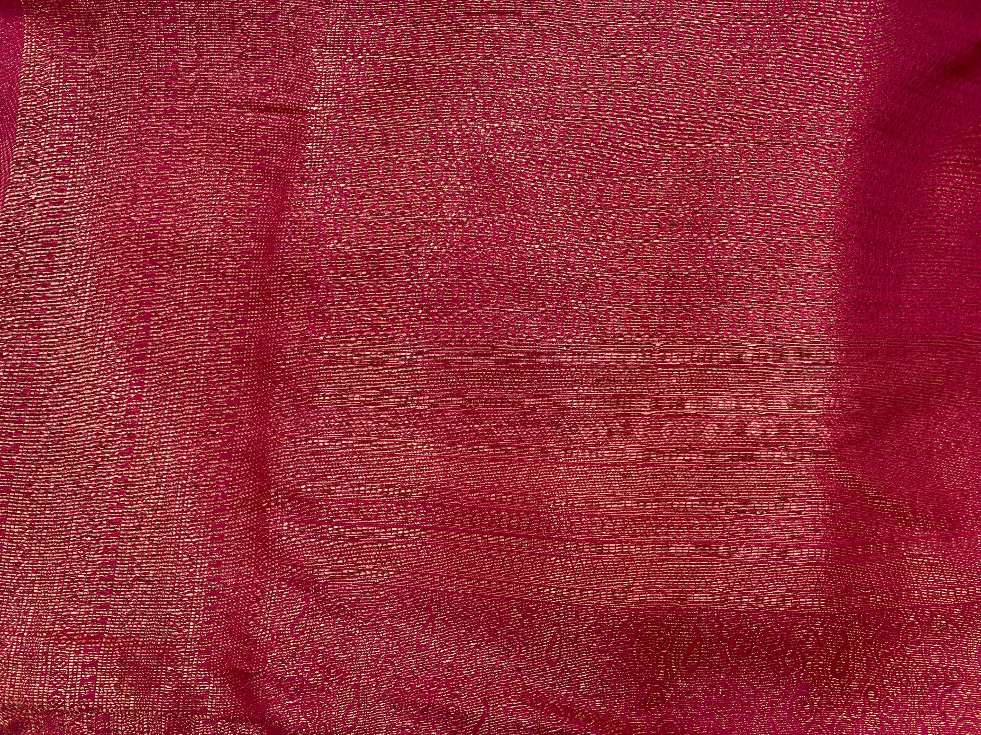 Dark Magenta Banarasi Style Soft Silk Saree with Gold Zari