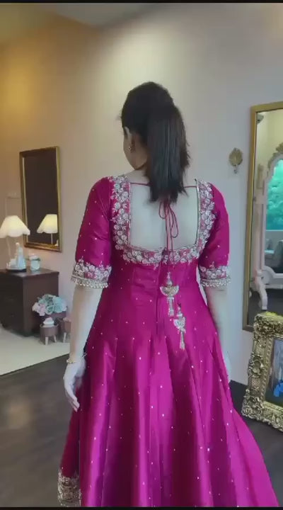 Beautiful pink Color Anarkali Suit With Dupatta
