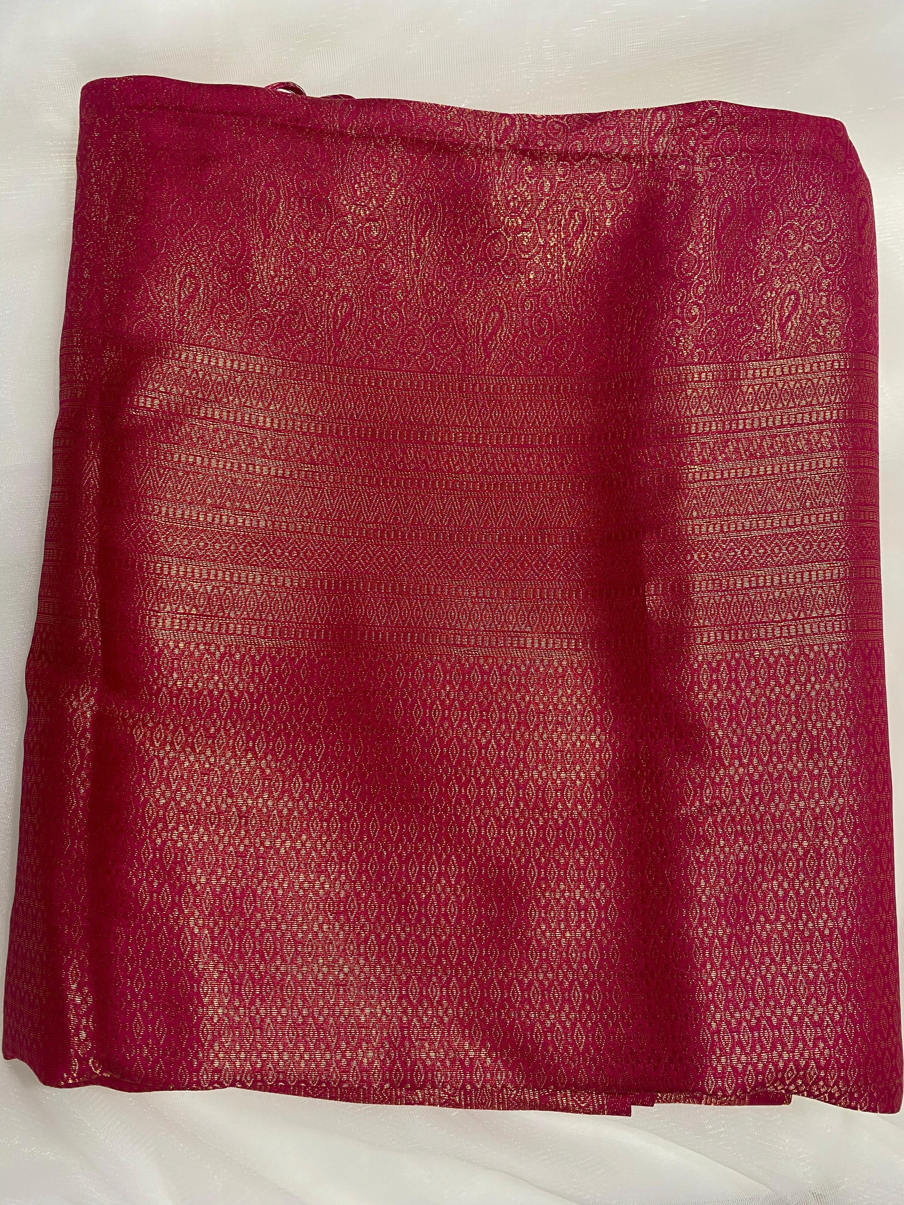 Dark Magenta Banarasi Style Soft Silk Saree with Gold Zari
