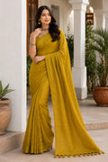 Golden Banarasi Style Soft Silk Saree with Zari Weave