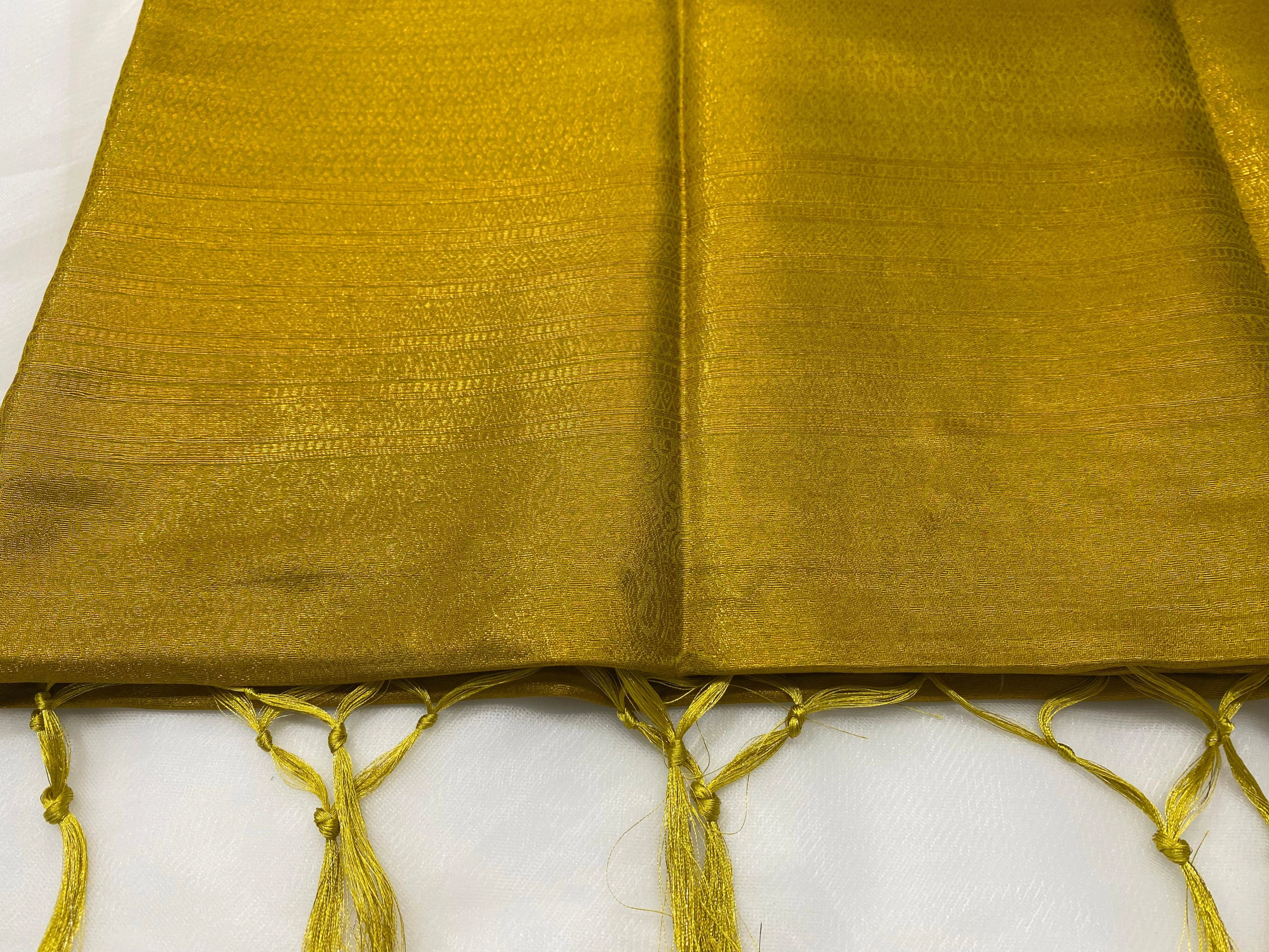 Golden Banarasi Style Soft Silk Saree with Zari Weave