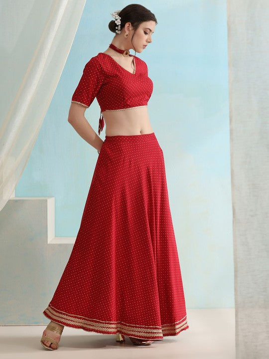 Printed Ready To Wear Lehenga & Blouse With Dupatta