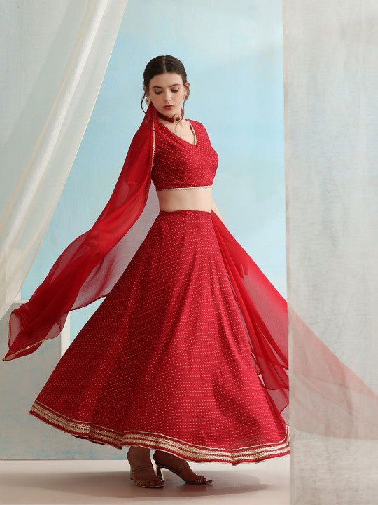 Printed Ready To Wear Lehenga & Blouse With Dupatta