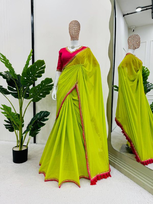 Beautiful Designer Saree on Original Febric Mul Cotton with Fany Lace and havy Latakan on pallu and Blouse