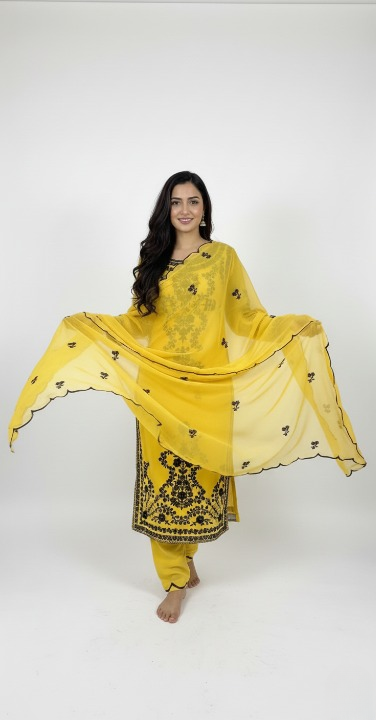 💛 Yellow & Black Elegant Embroidery Set