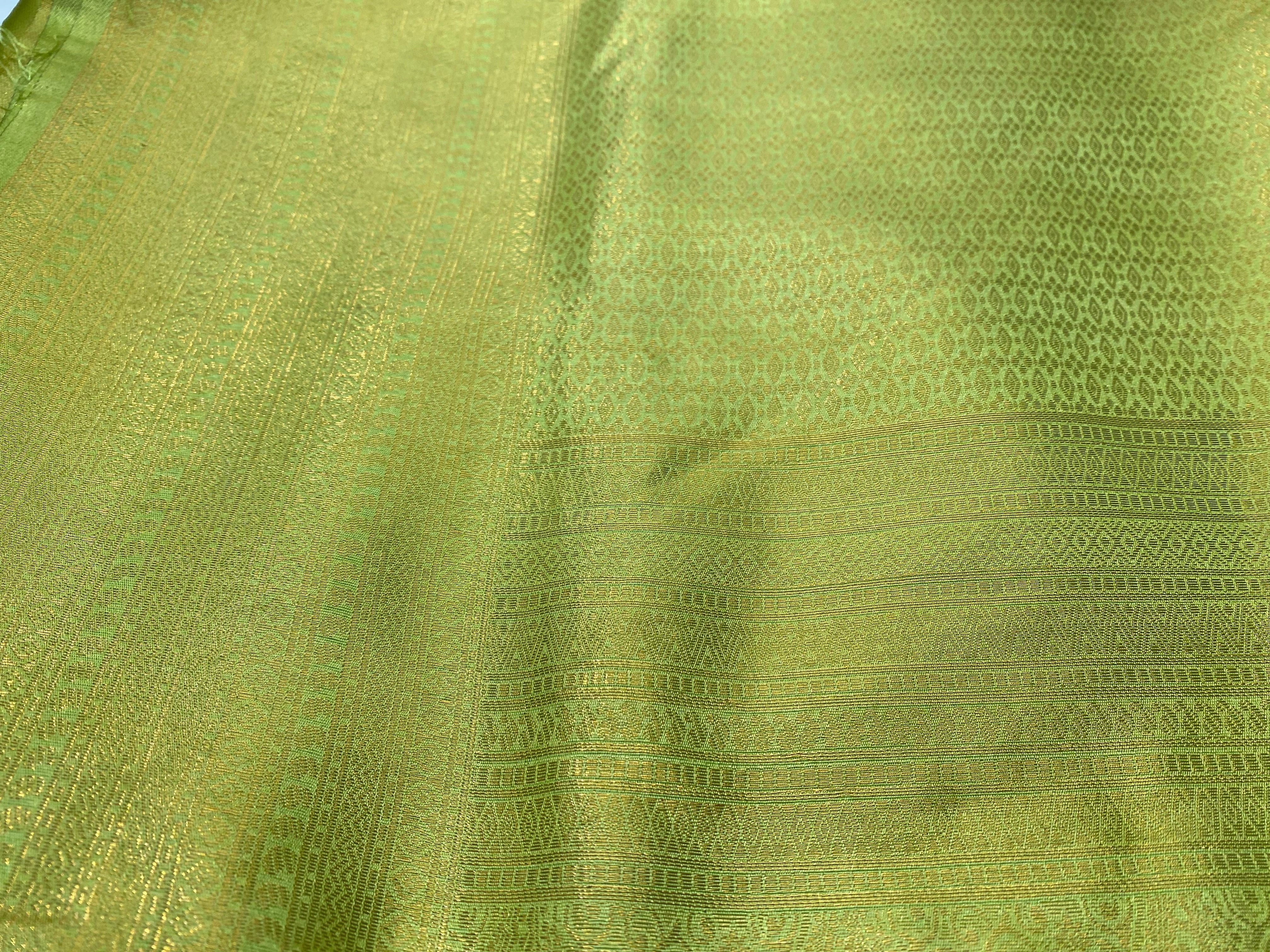 Pista Green Banarasi Style Soft Silk Saree with Zari