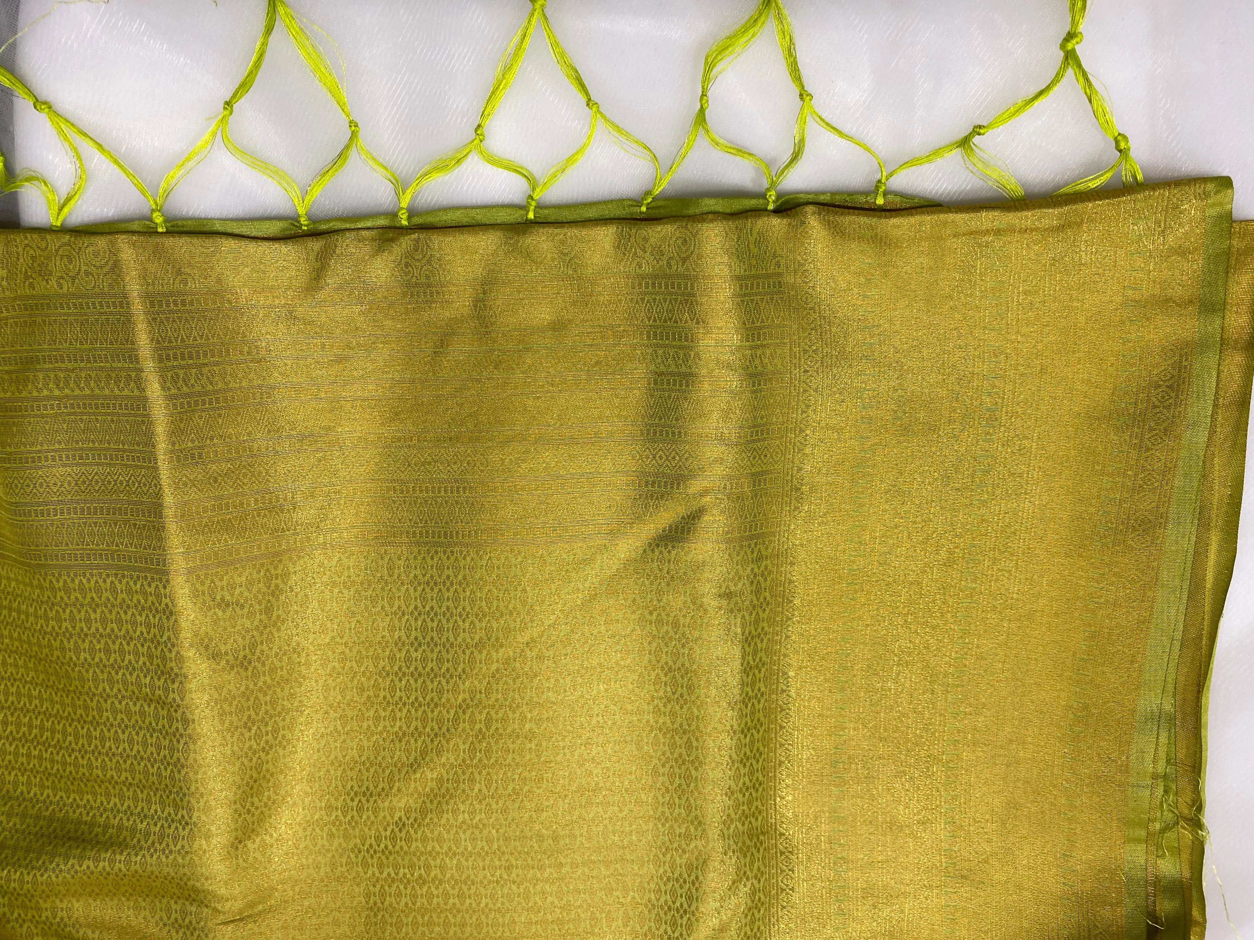 Pista Green Banarasi Style Soft Silk Saree with Zari