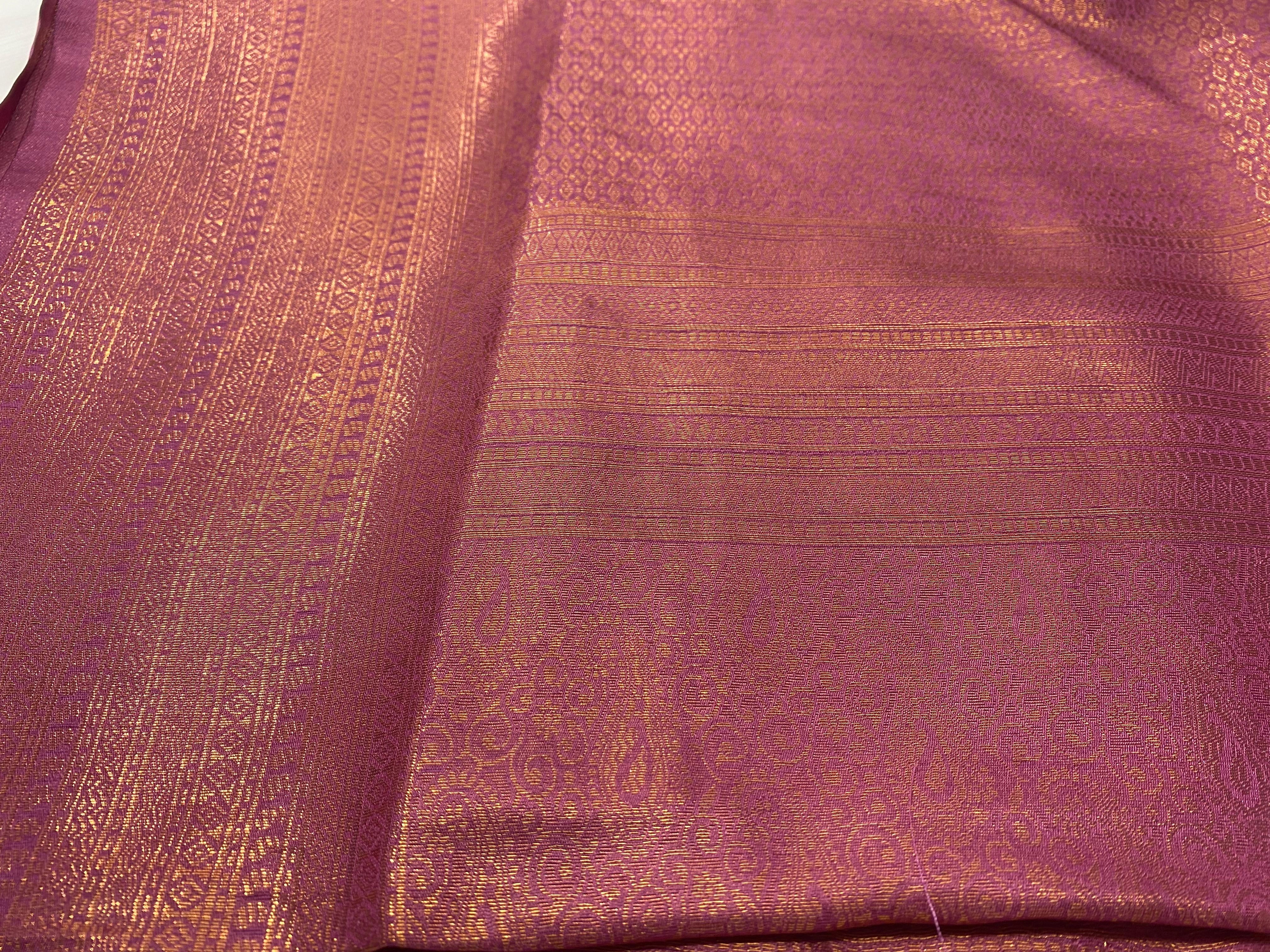 Magenta Purple Banarasi Style Soft Silk Saree with Zari Weave