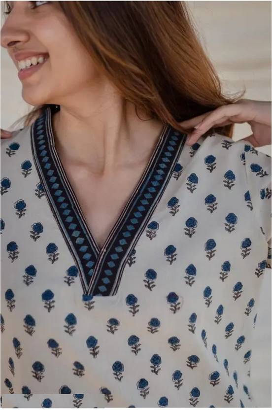 Women Printed Viscose Rayon Straight Kurta  (White)