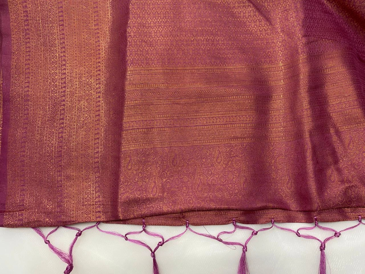 Magenta Purple Banarasi Style Soft Silk Saree with Zari Weave