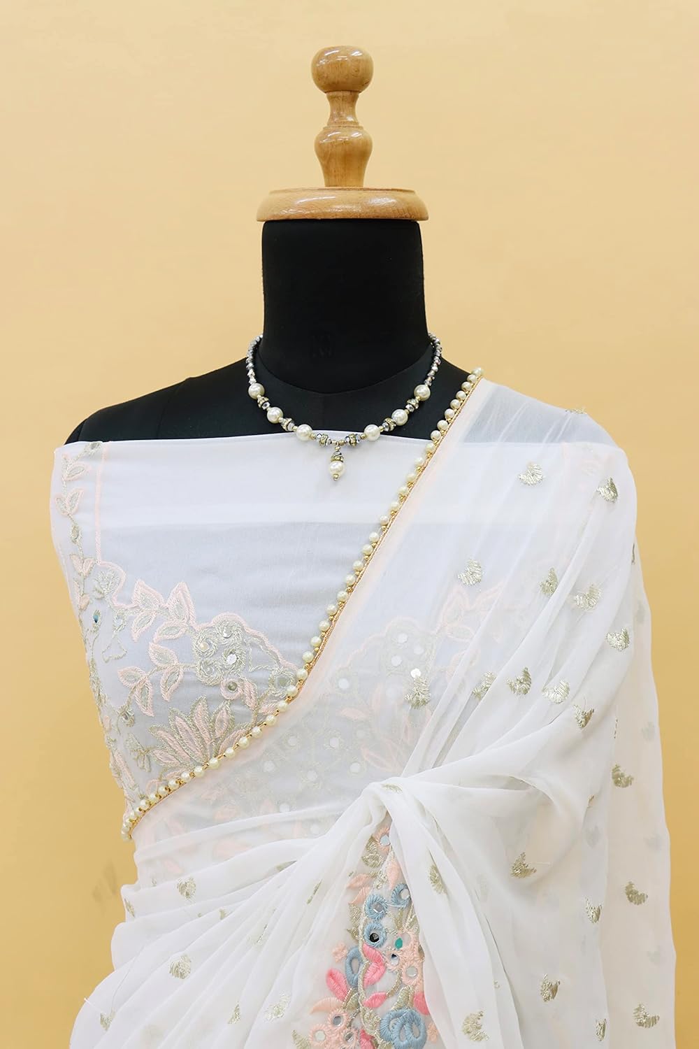 White Color Party Wear Heavy Ruffle Celebrity Saree