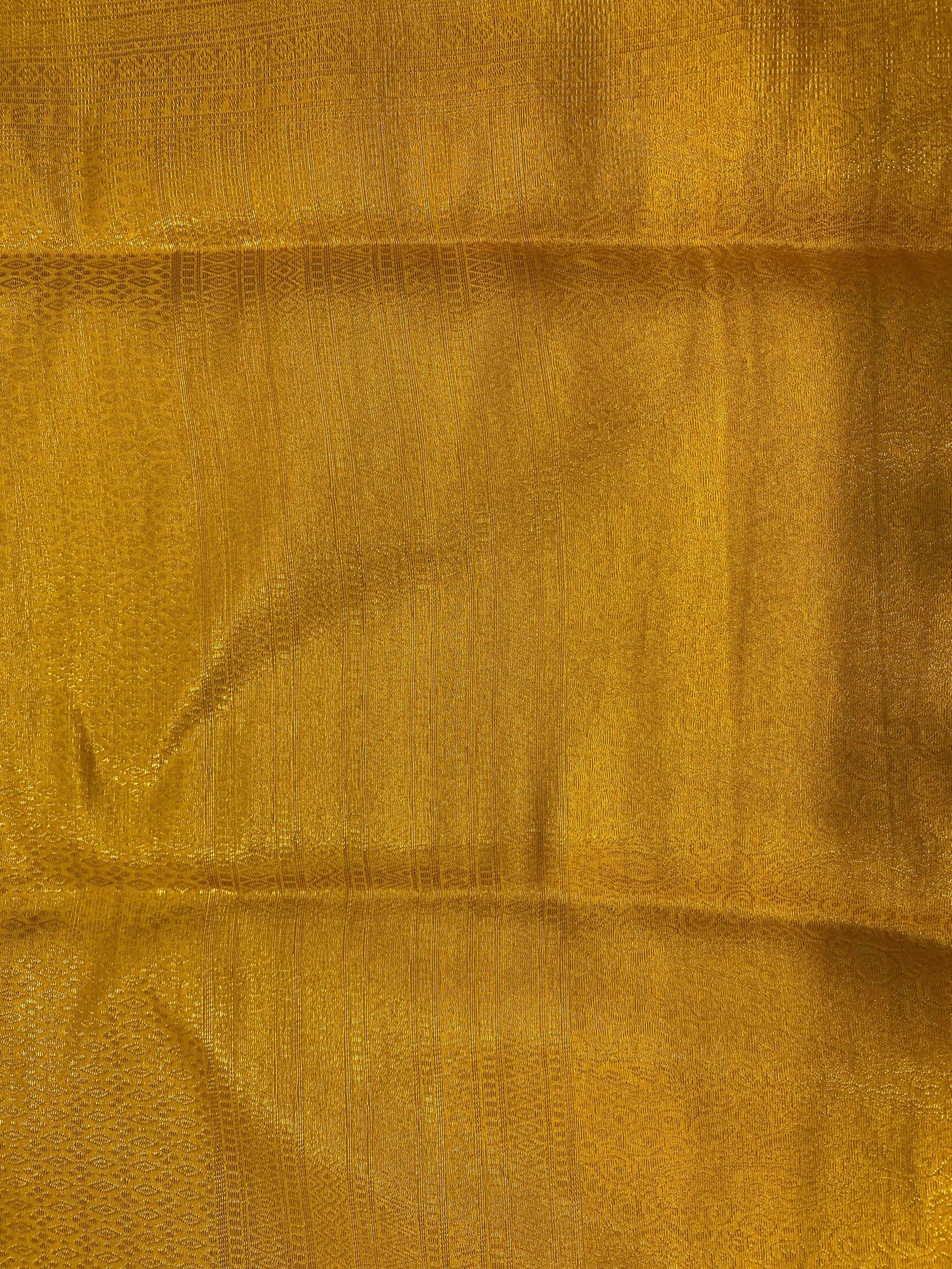 Golden Mustard Banarasi Style Soft Silk Saree with Zari Weave