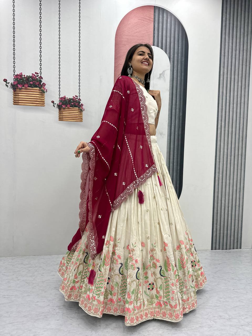 Pure Tissue Silk Lehenga Choli Set with Dupatta