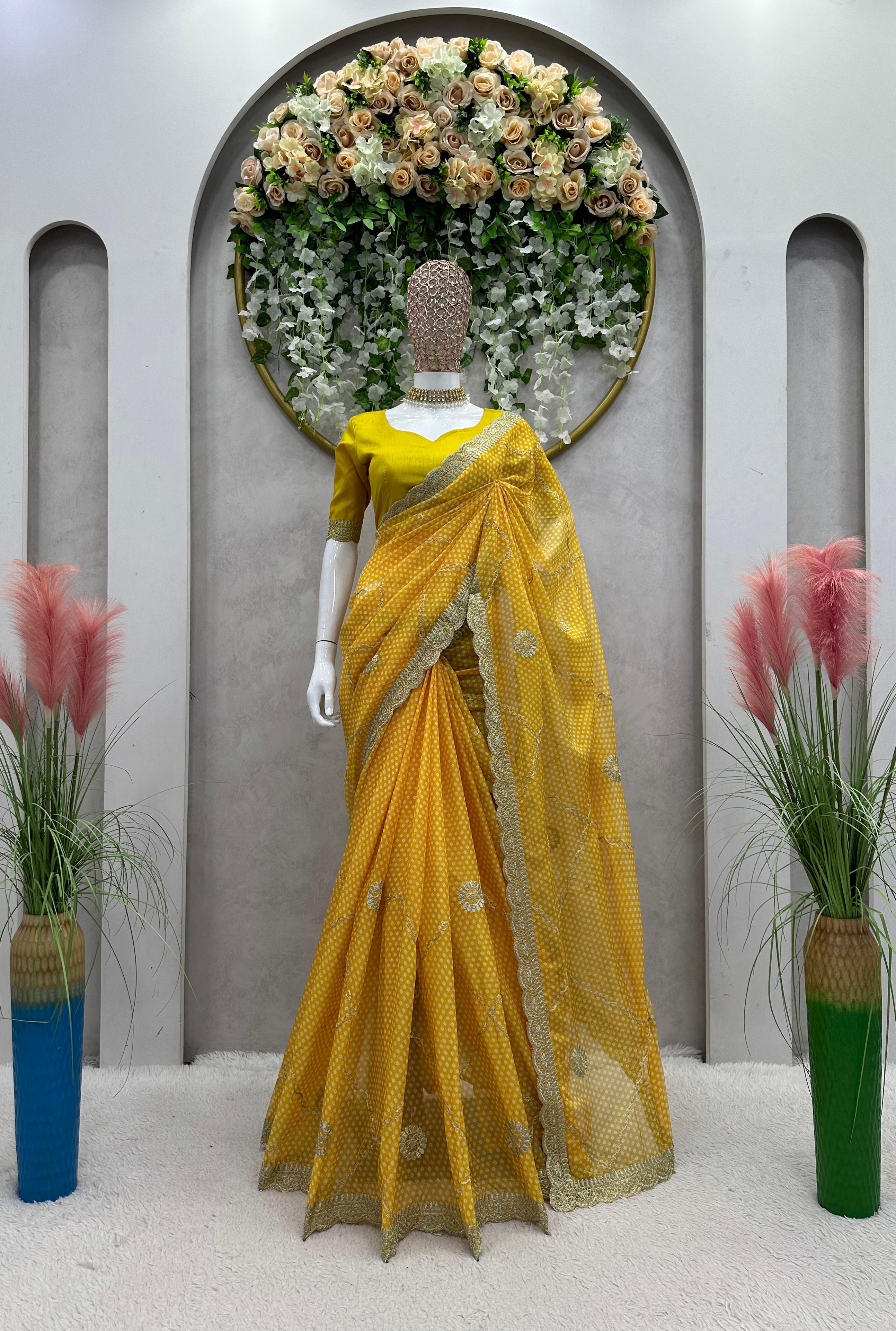 Beautiful Designer Saree on Tebby Silk Febric with Digital Print & Coding with Thred work and Blouse