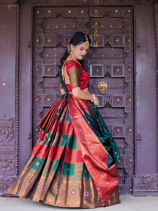 Woven Design Semi-Stitched Lehenga Choli With Dupatta