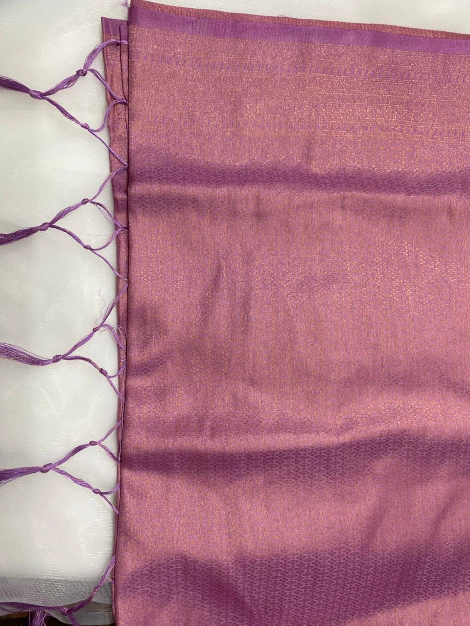 Lavender Purple Banarasi Style Soft Silk Saree with Zari Weave