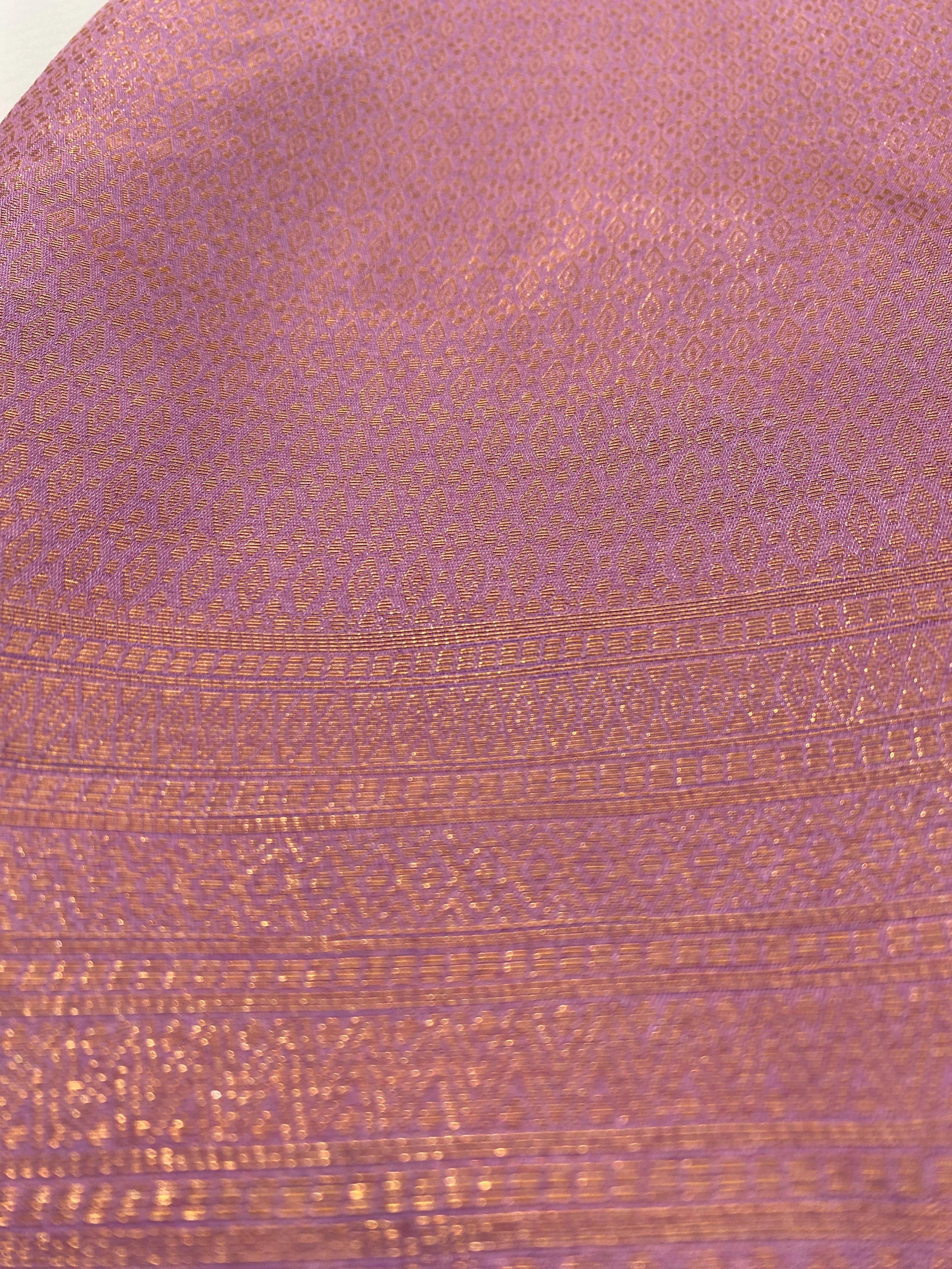 Lavender Purple Banarasi Style Soft Silk Saree with Zari Weave