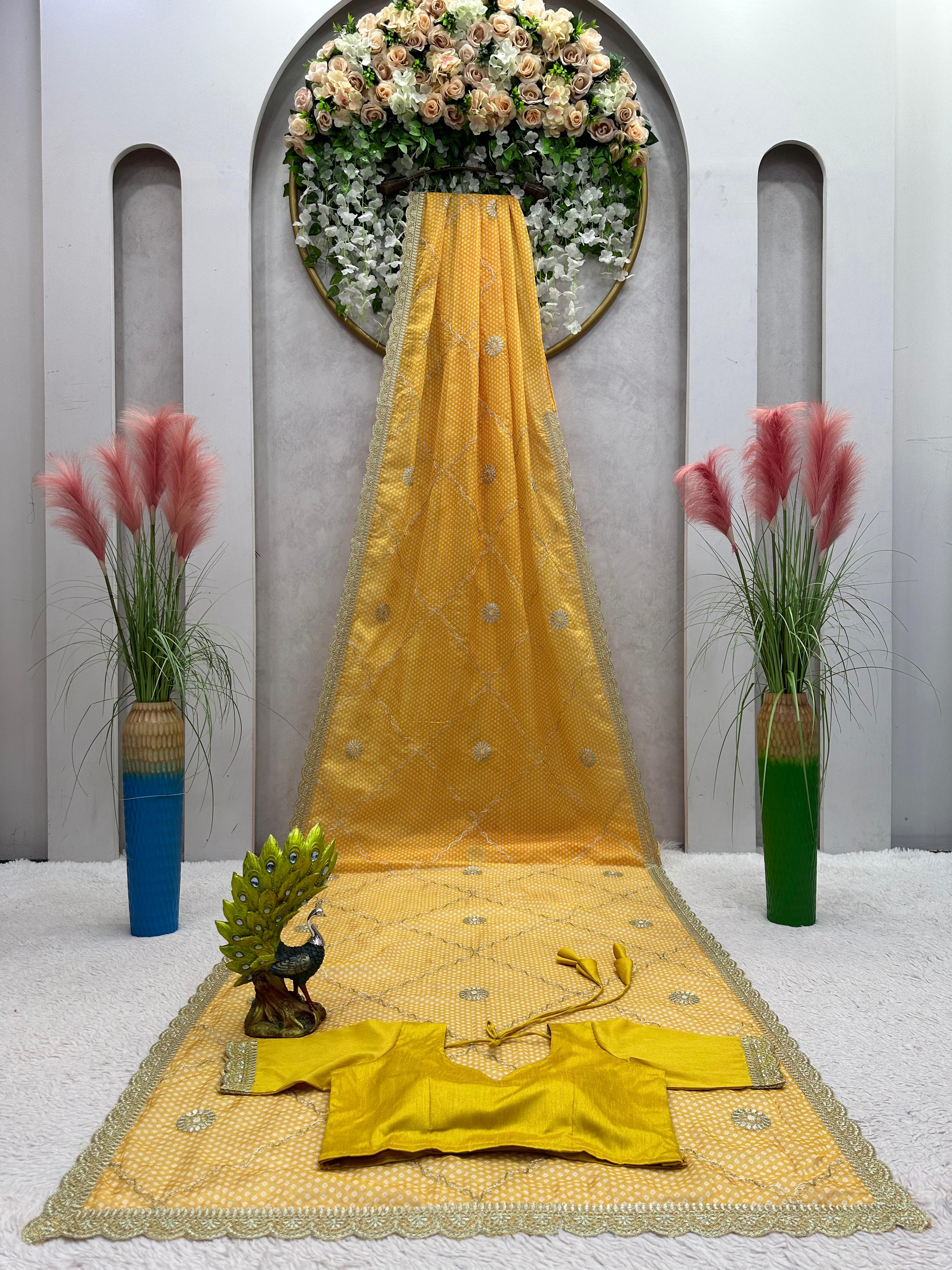 Beautiful Designer Saree on Tebby Silk Febric with Digital Print & Coding with Thred work and Blouse