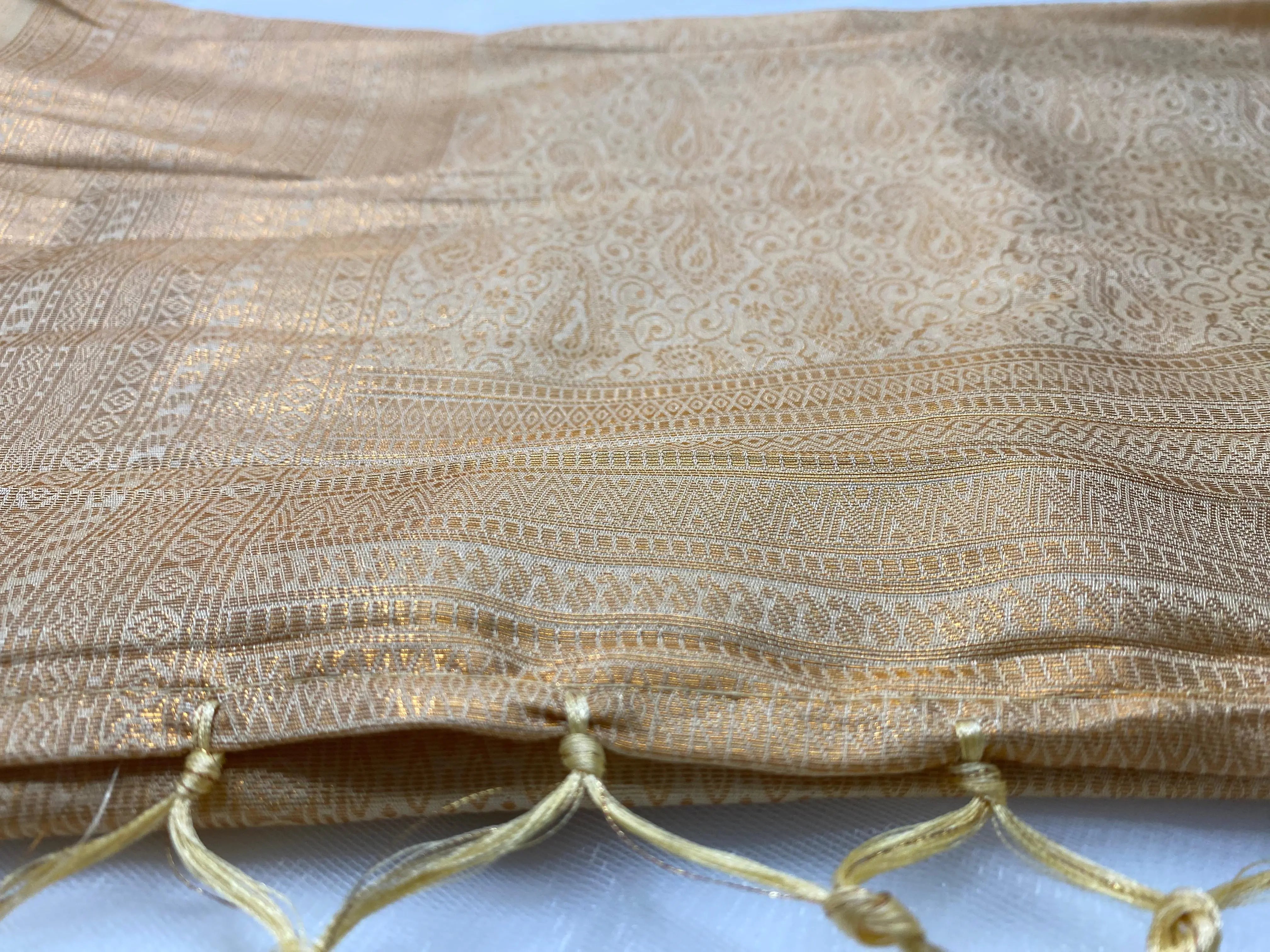 Champagne Beige Banarasi Soft Silk Saree with Zari Weave