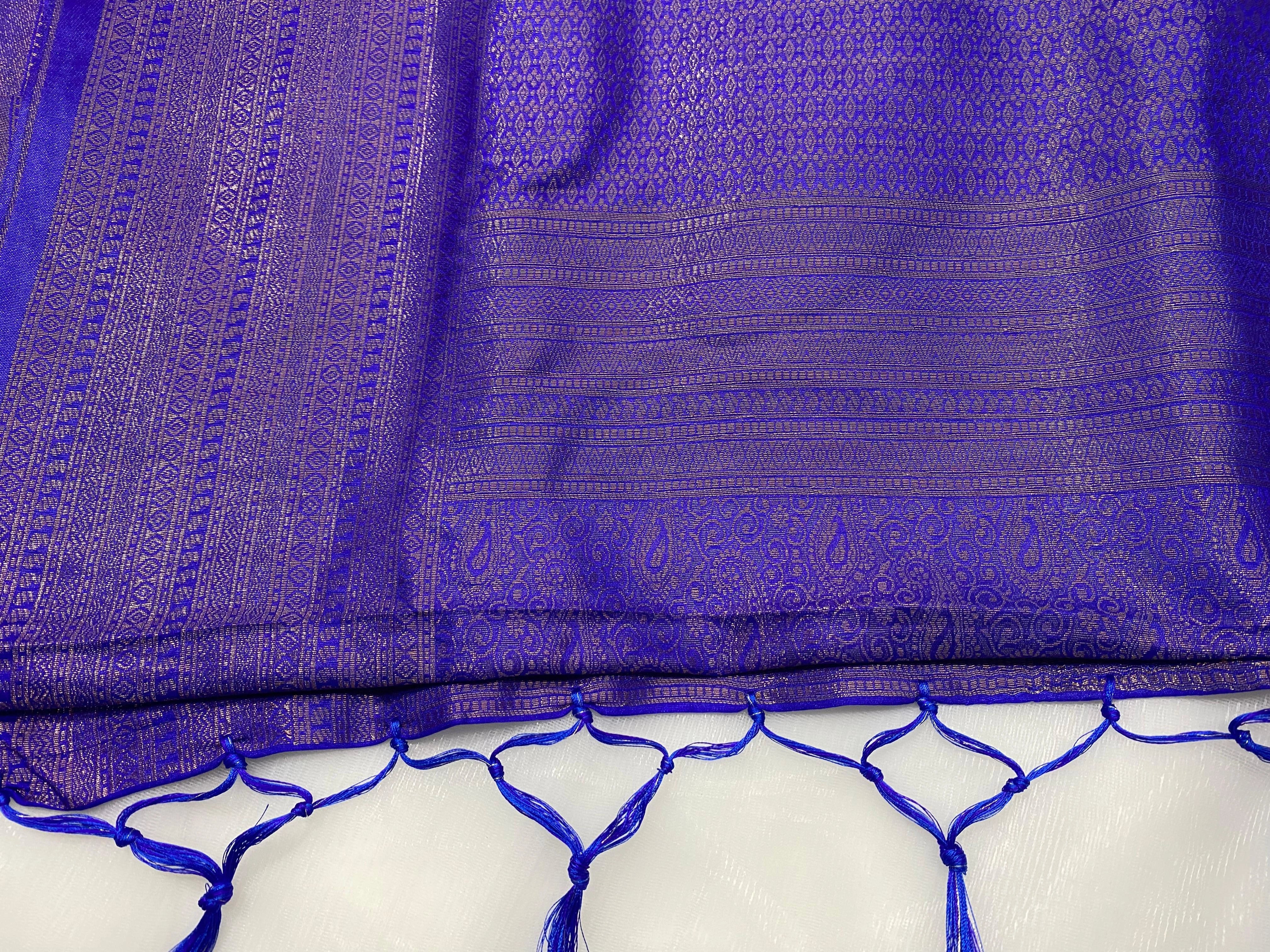 Royal Blue Banarasi Style Soft Silk Saree with Zari Weave