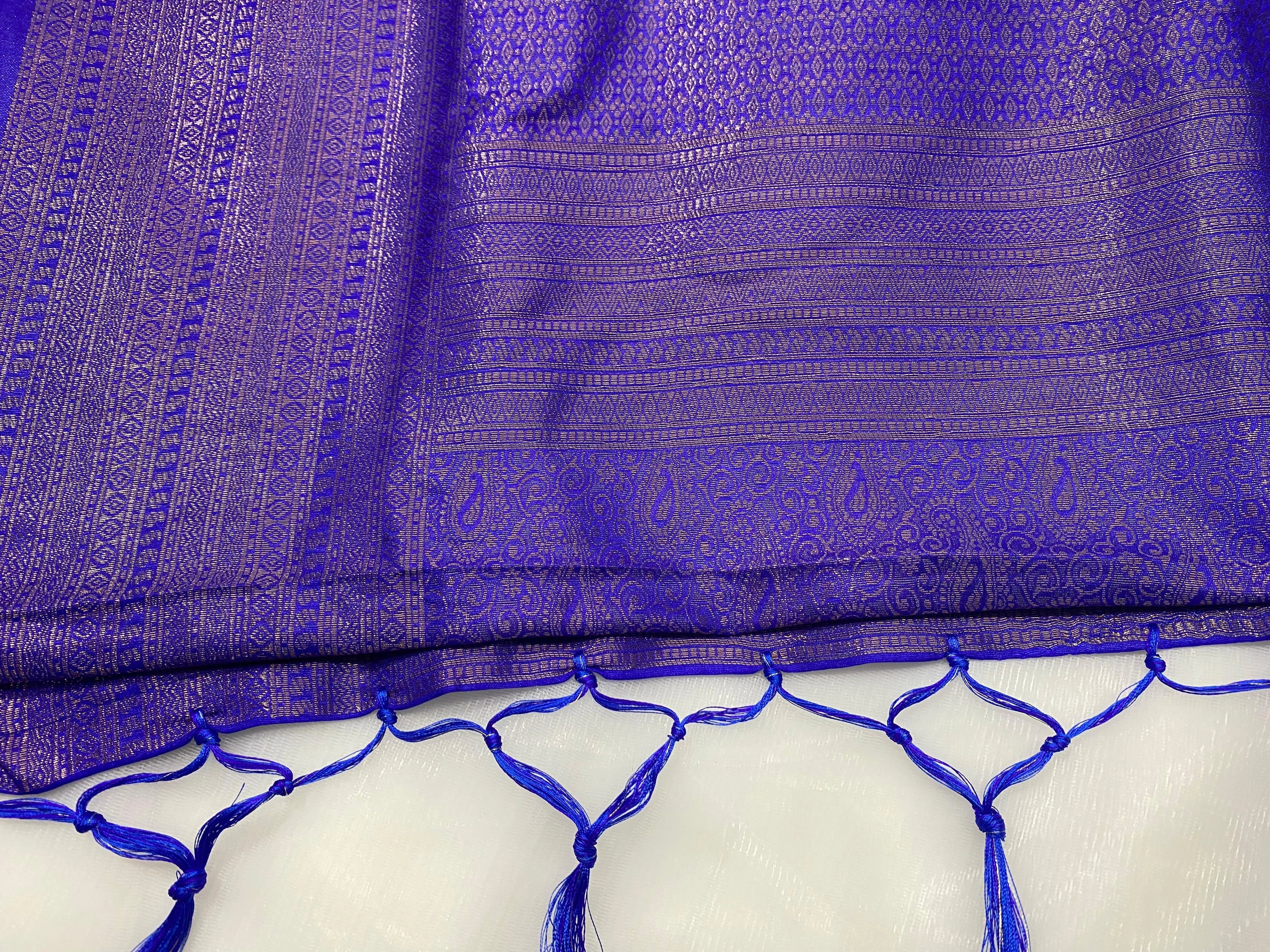 Royal Blue Banarasi Style Soft Silk Saree with Zari Weave