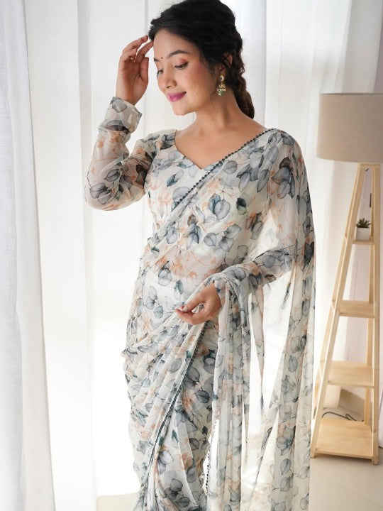 Floral Pure Georgette Ready to Wear Saree