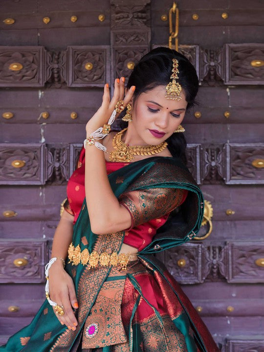 Woven Design Semi-Stitched Lehenga Choli With Dupatta