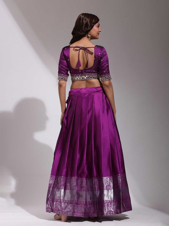 Woven Design Semi Stitched Lehenga & Unstitched Blouse With Dupatta