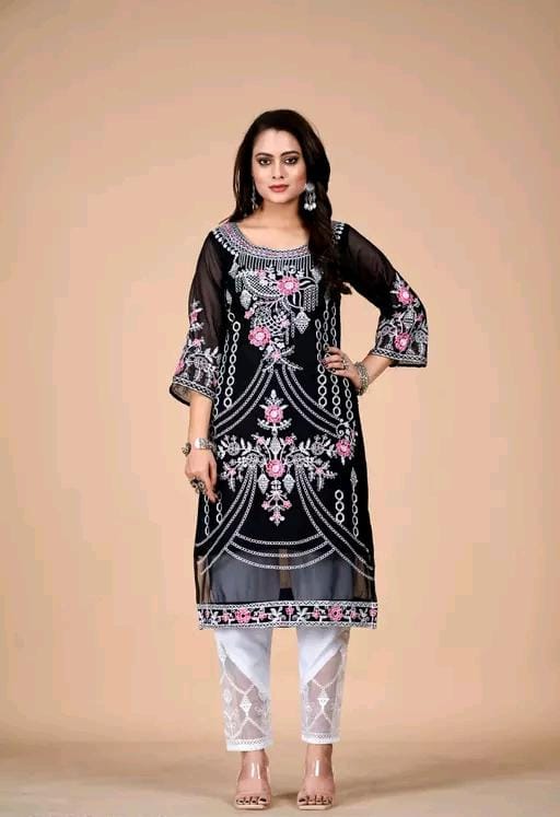 NEW DESIGNER FLORAL PRINT EMBROIDERY KURTA SETS