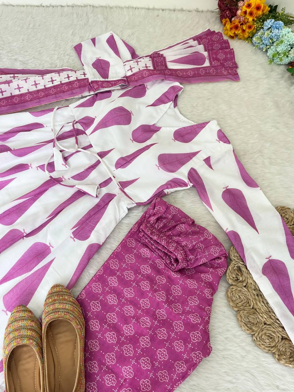 Fabulous Pure Cambric Cotton Digital Printed Anarkali Pant Suit