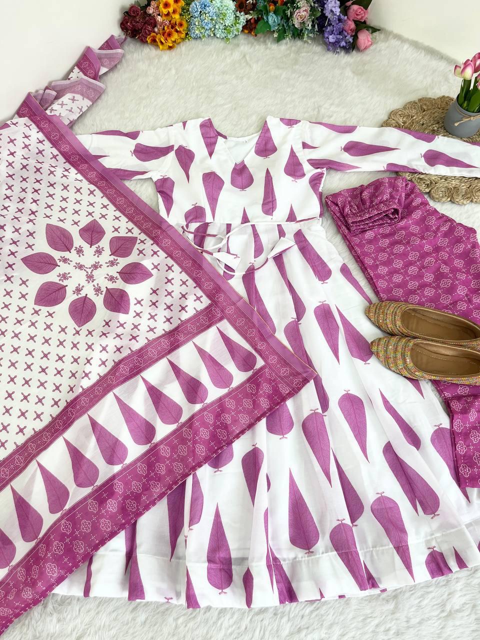 Fabulous Pure Cambric Cotton Digital Printed Anarkali Pant Suit