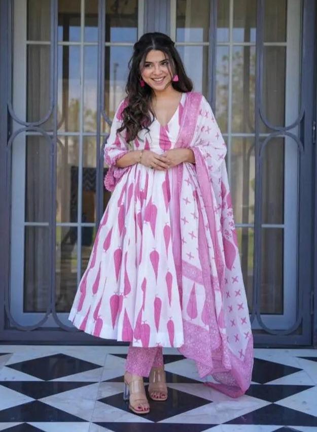 Fabulous Pure Cambric Cotton Digital Printed Anarkali Pant Suit
