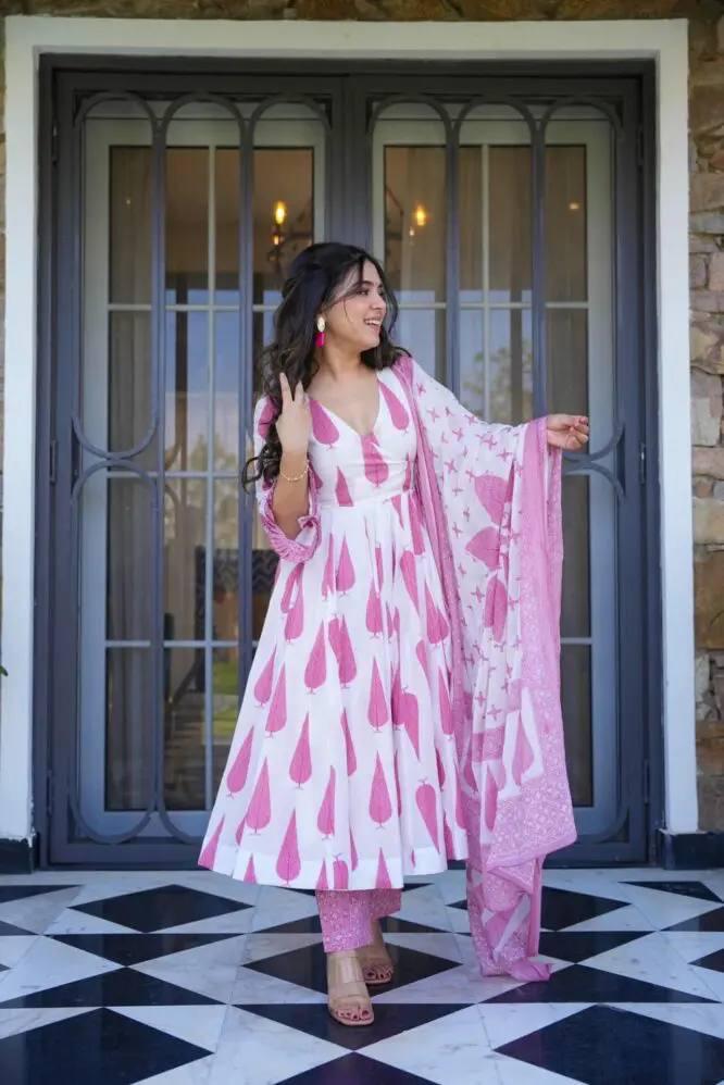 Fabulous Pure Cambric Cotton Digital Printed Anarkali Pant Suit