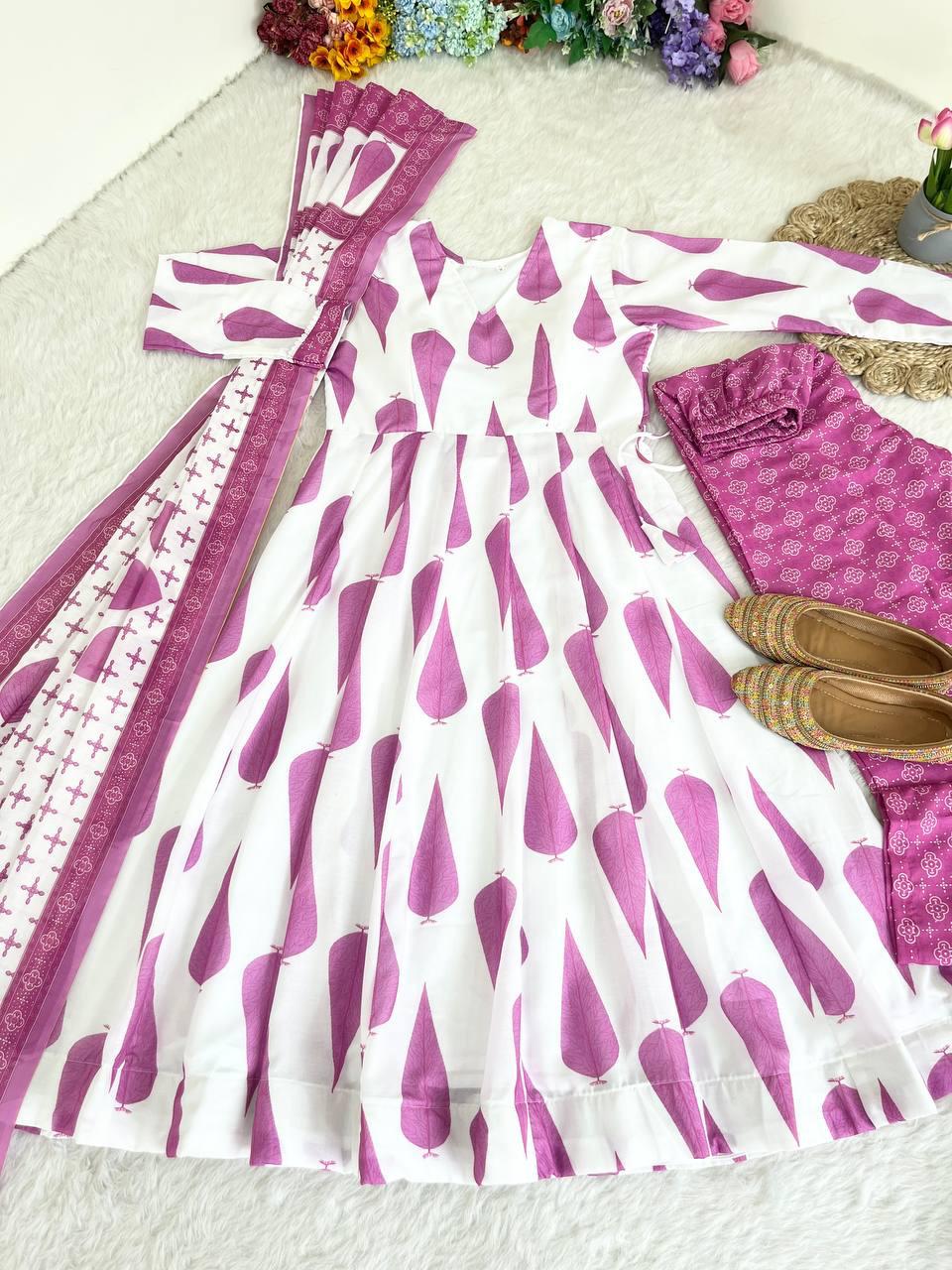 Fabulous Pure Cambric Cotton Digital Printed Anarkali Pant Suit