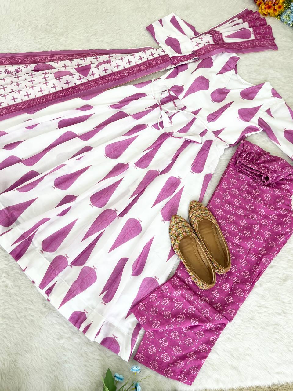 Fabulous Pure Cambric Cotton Digital Printed Anarkali Pant Suit