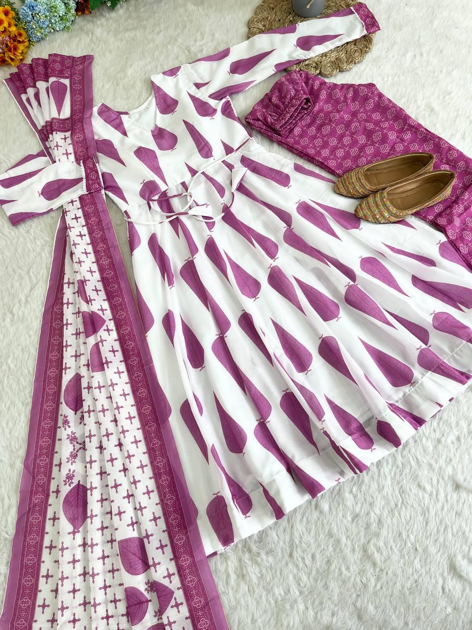 Fabulous Pure Cambric Cotton Digital Printed Anarkali Pant Suit