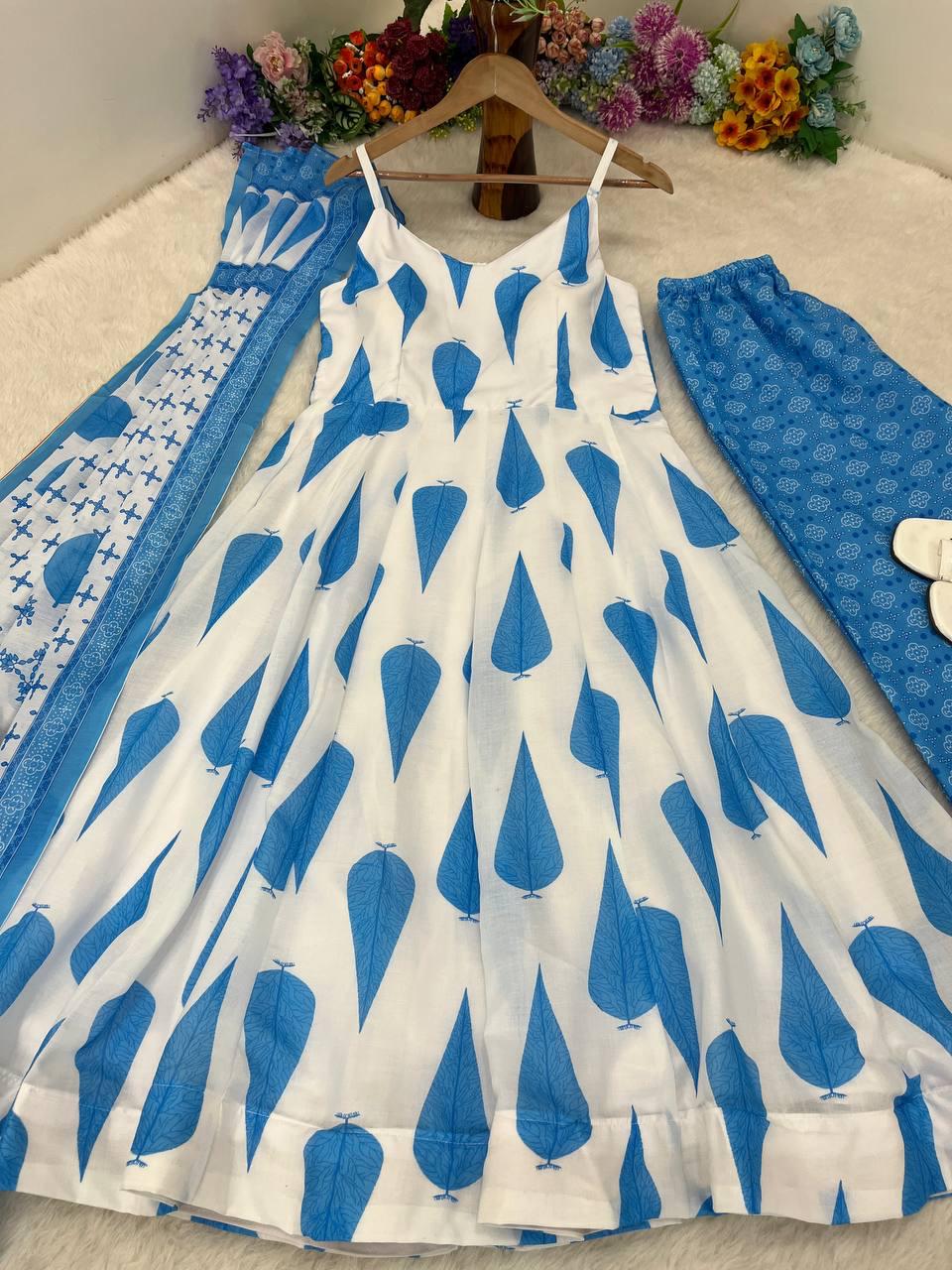 Radiant Pure Cermic Cotton Digital Printed Anarkali Pant Suit