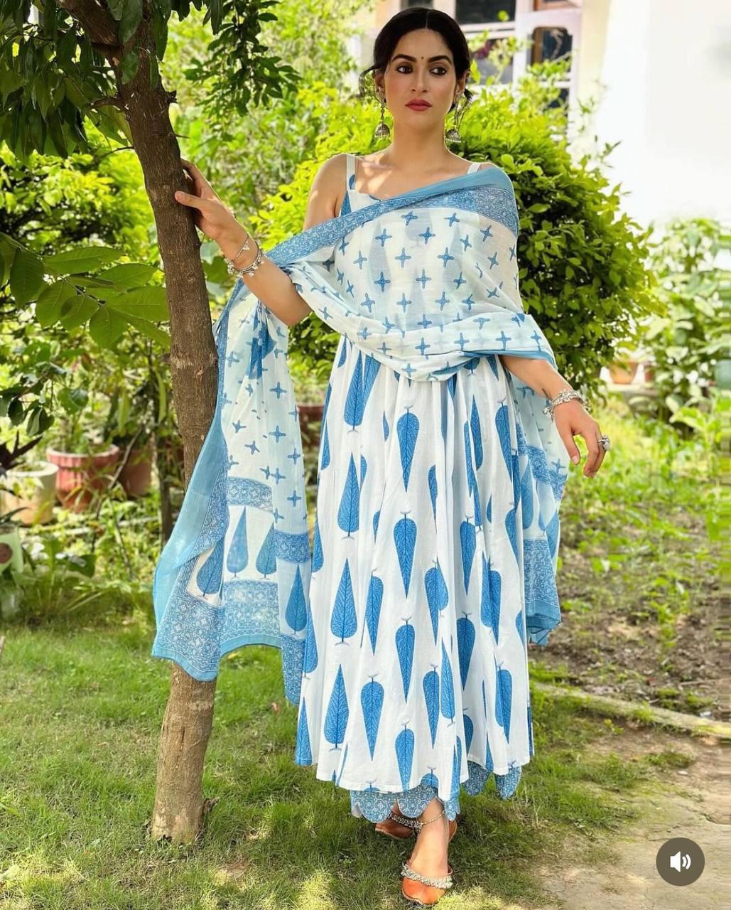 Radiant Pure Cermic Cotton Digital Printed Anarkali Pant Suit