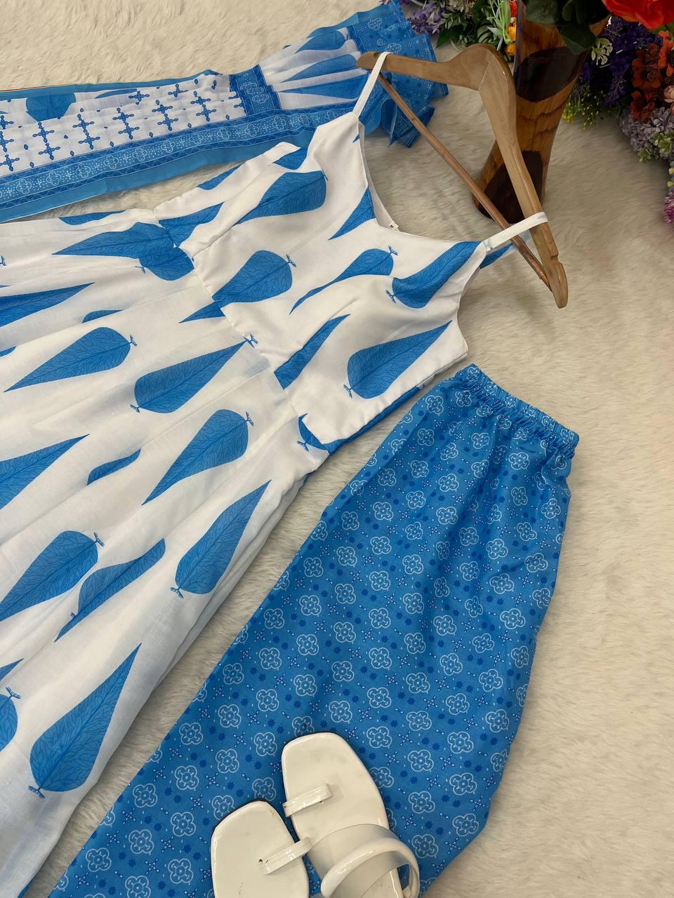 Radiant Pure Cermic Cotton Digital Printed Anarkali Pant Suit