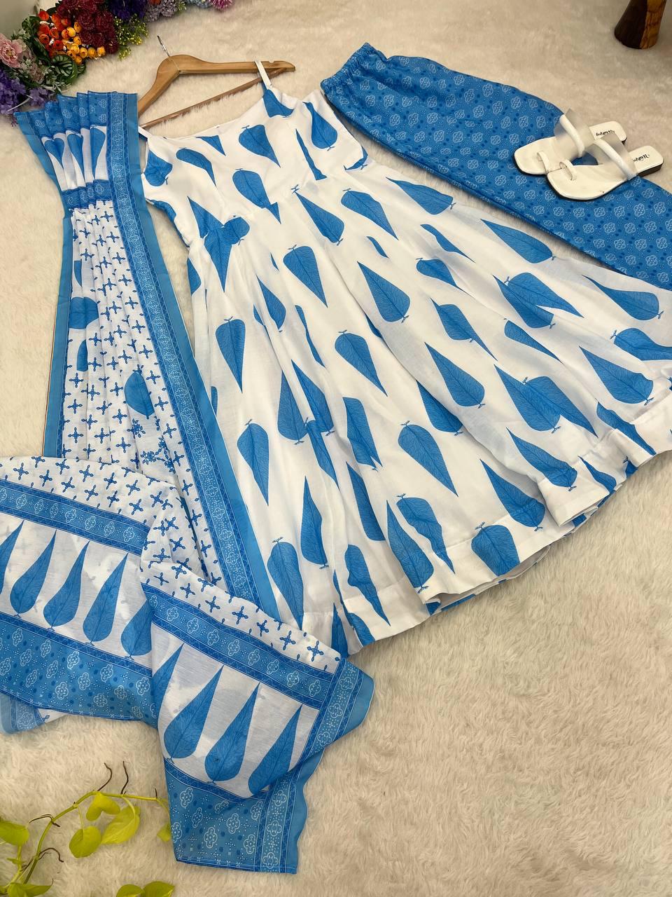 Radiant Pure Cermic Cotton Digital Printed Anarkali Pant Suit